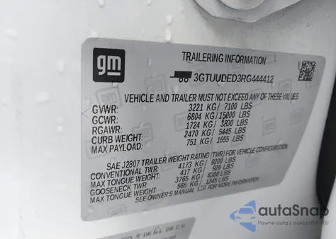 2024 GMC Sierra 1500 4Wd Short Box Slt из США, поврежденный, VIN 3GTUUDED3RG444412